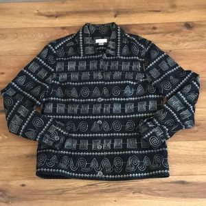 Christopher & Banks geometric black denim jacket